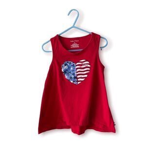 ❤️ NAUTICA Girls Red American Flag Heart Racerback Tank Top Size 5 ❤️